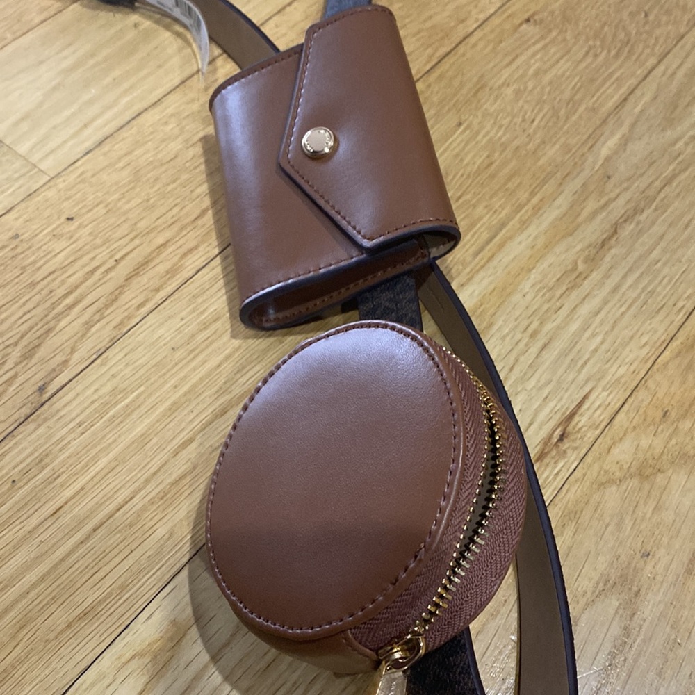 NWT Michael Kors Womens Brown Leather Double Pounch bag on belt. - Picture 10 of 10